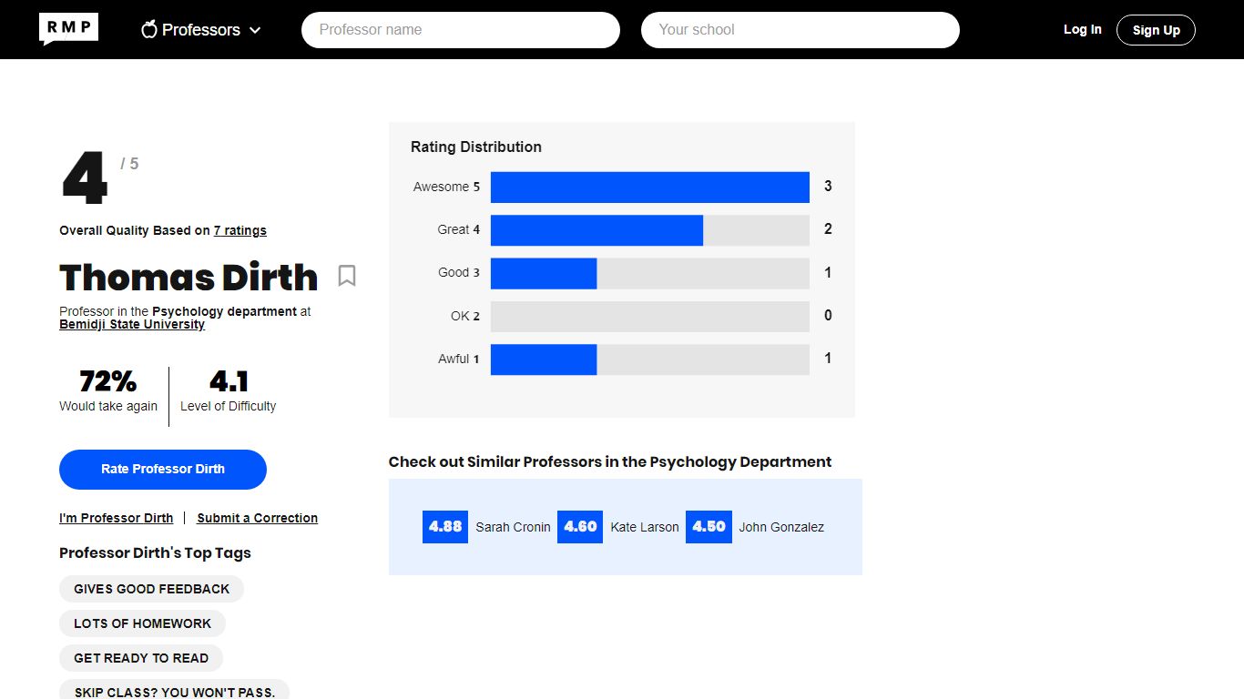 Thomas Dirth at Bemidji State University - RateMyProfessors.com